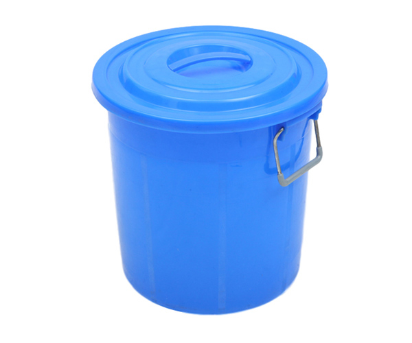 塑料圆桶60L圆形带盖塑胶储水桶铁柄医用垃圾桶收纳周转桶