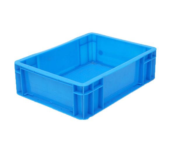 蓝色物流箱翻盖套叠塑料百货物流快递周转箱塑料带盖斜插厂家批发