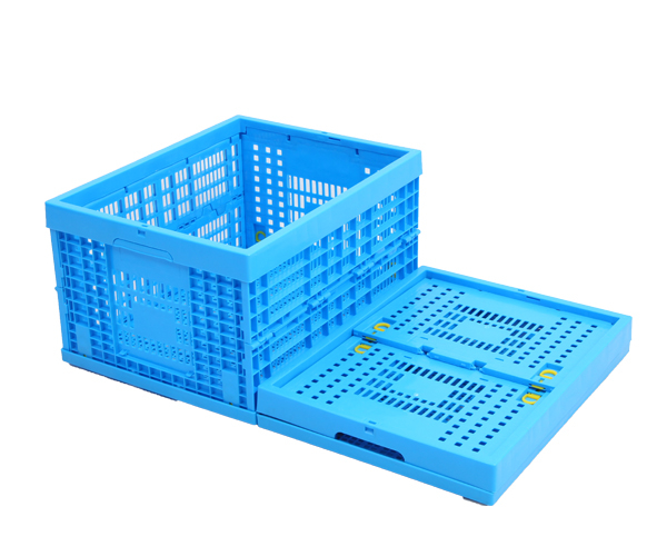 加厚水产运输折叠塑料筐蓝生鲜配送折叠筐仓储物流运输折叠周转筐