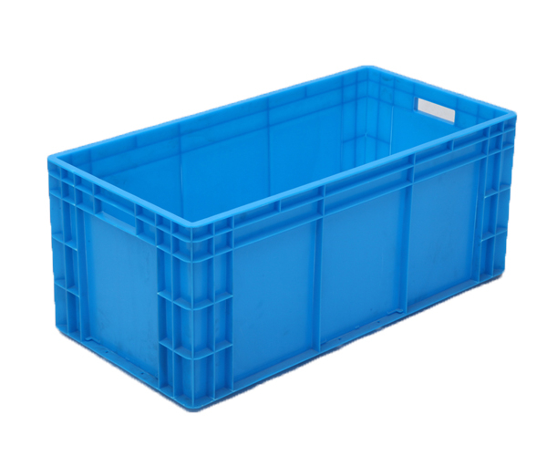 EU4833塑料物流周转箱加厚欧标物流箱蓝色带平盖物流箱汽配塑胶箱